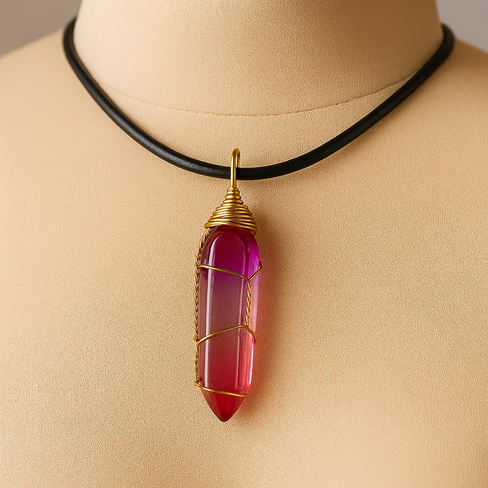 Gold Wire Crystal Wrapped Pendant Necklace 18-in – Women’s Fashion Jewelry